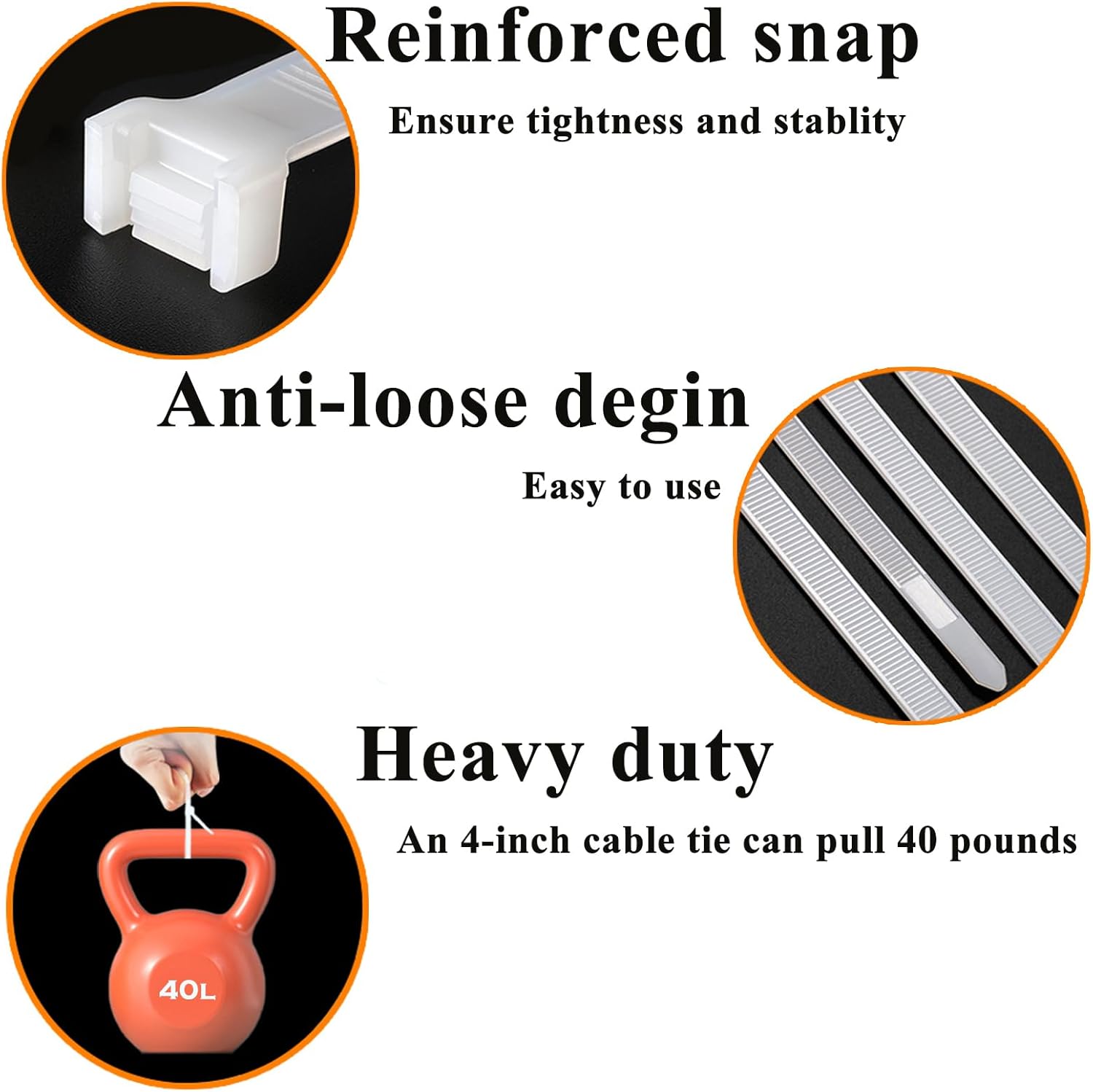 4 Inch White Cable Tie Zip Ties Nylon Zip Ties Plastic Ties 100Pcs-VerdiqueGarden