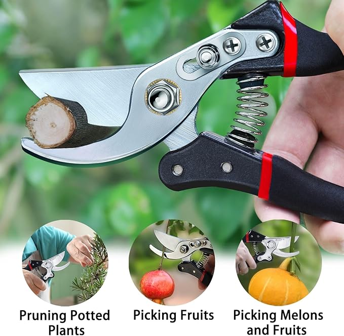 Kynup Pruning Shears for Gardening, Garden Shears Heavy Duty, Cutting Shears Pruners, Hedge Clippers, Rose Pruning Shears, Hand Clippers Gardening (Red Black)-VerdiqueGarden