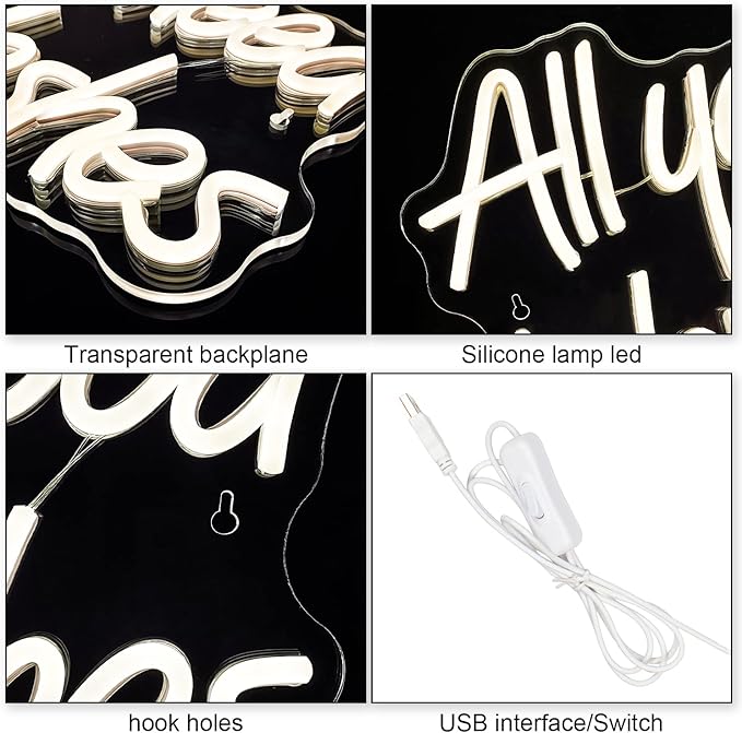 WLHOPE All you need is Lashes Neon Sign, Warm White Led Neon Signs for Wall Decor, USB Lash Neon Signs Letter Neon Lights for Bedroom Bar Party Girls Room Nail Room Salon, Lash Room Decoration-VerdiqueGarden