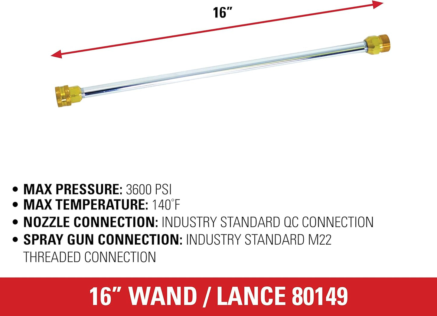 Simpson Cleaning 80149 Universal 16-Inch Pressure Washer Wand for Cold Water Use up to 3600 PSI, Silver-VerdiqueGarden
