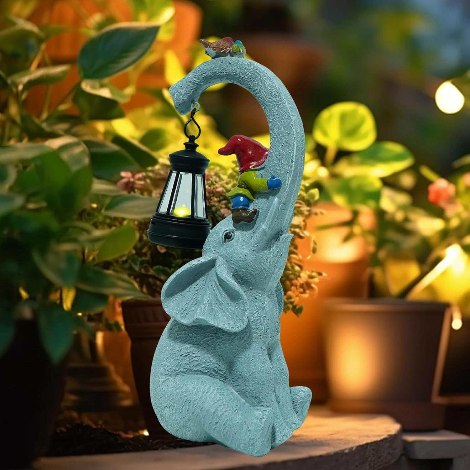 Solar Elephant Garden Statues with LED Lights, Outdoor Decor for Patio Yard Balcony - Unique Housewarming Birthday Gifts for Women Mom Grandma-VerdiqueGarden