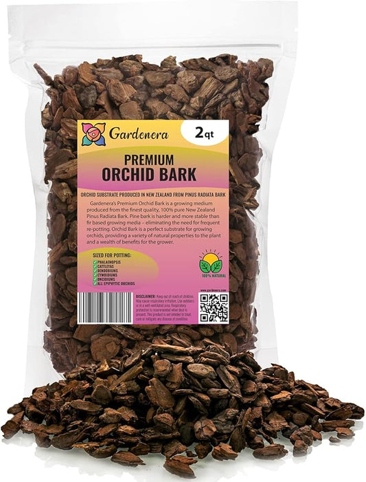 Premium Grade New Zealand Pinus Radiata Bark by Gardenera - Organic Hand Mixed New Zealand Pine Bark for Orchids - Medium Chips 9-12mm - 2 Quart-VerdiqueGarden