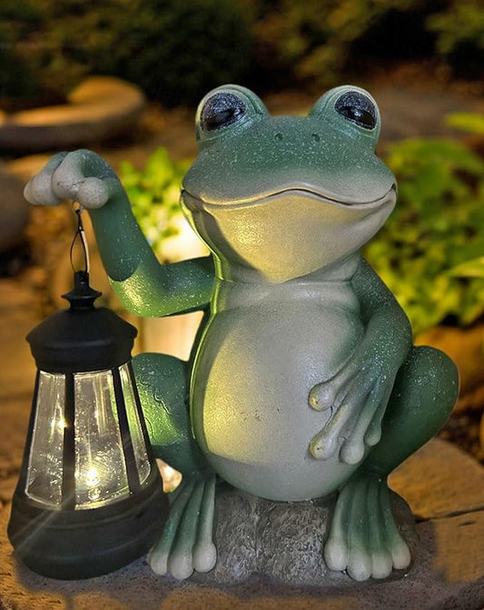 YODY Solar Garden Statues Outdoor Decor- Yard Decorations for Patio, Balcony, Backyard, Lawn Ornaments - Frog Figurines with LED Light- Unique Birthday House Warming Gifts for Women, Mom, Dad-VerdiqueGarden