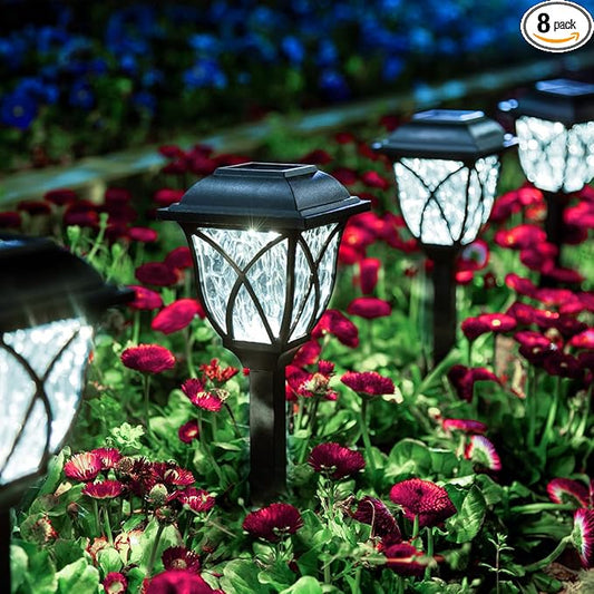 GIGALUMI Solar Lights Outdoor Waterproof, 8 Pack LED Solar Garden Lights, Solar Lights for Outside, Garden Decor for Yard, Patio, Landscape, Planter, Walkway (Cold White)-VerdiqueGarden