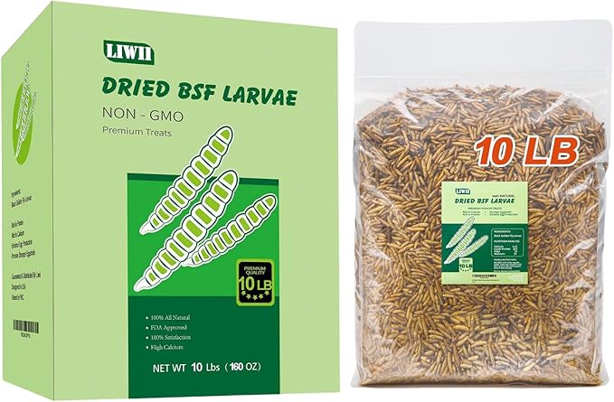 10LB Dried Black Soldier Fly Larvae, 86X Calcium Than Dried Mealworms, High Protein Non-GMO Organic Chicken Feed-VerdiqueGarden
