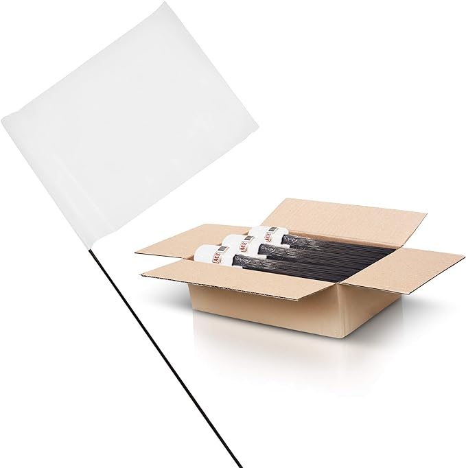White Marking Flags 1000 Pack - 4x5x15 Inch White Flags for Yard - Markers For Lawn, Irrigation, Landscaping, Survey & Sprinkler Head Marking-VerdiqueGarden