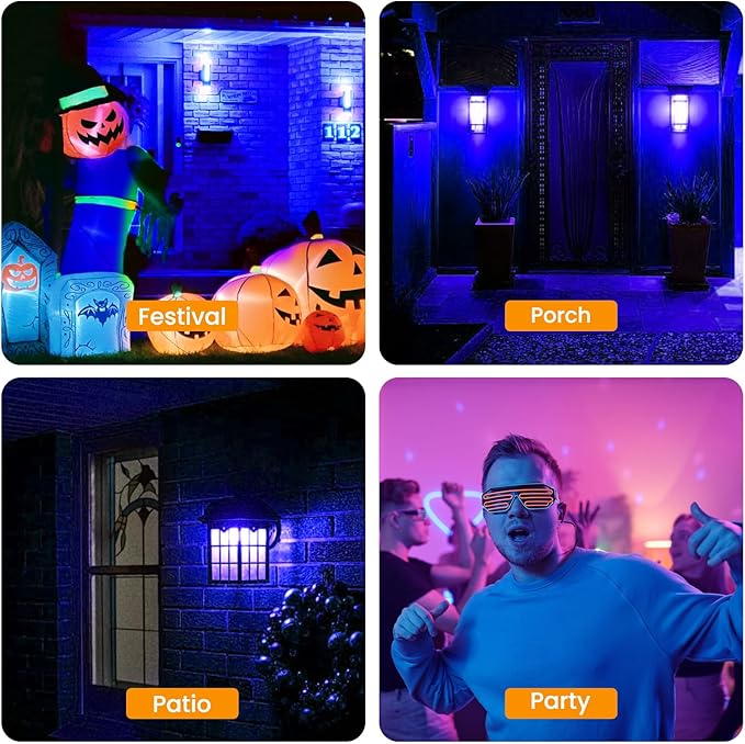 Hompavo 【Upgraded LED Flame Light Bulbs, 3 Modes Flickering Light Bulbs, E12 Chandelier Base Candle Fire Light Bulb for Halloween Christmas Party Porch Indoor & Outdoor Home Decoration, Blue 6 Pack-VerdiqueGarden