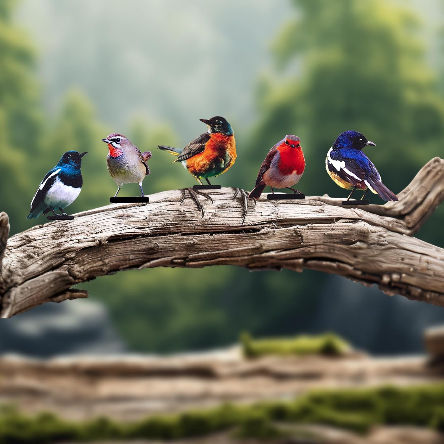 HUYIENO 5PCS Vivid Metal Birds Fence Decor Color Painted Outdoor Garden Natural Bird 2D Sculptures for Outdoor Fences, Patio, Garden and Bird Lovers-VerdiqueGarden