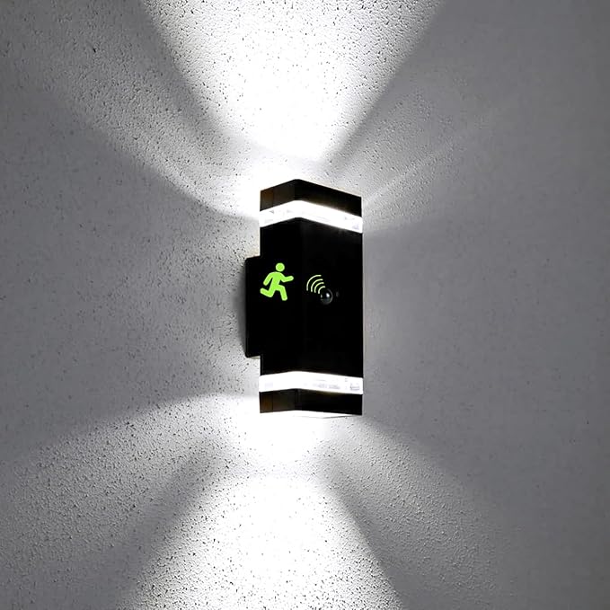 Motion Sensor Outdoor Wall Lights, Dusk to Dawn Exterior Light Fixtures with 3 Modes, Modern Up Down Wall Sconce, Waterproof Aluminum Porch Light for Garage, Patio, Front Door – Matte Black-VerdiqueGarden