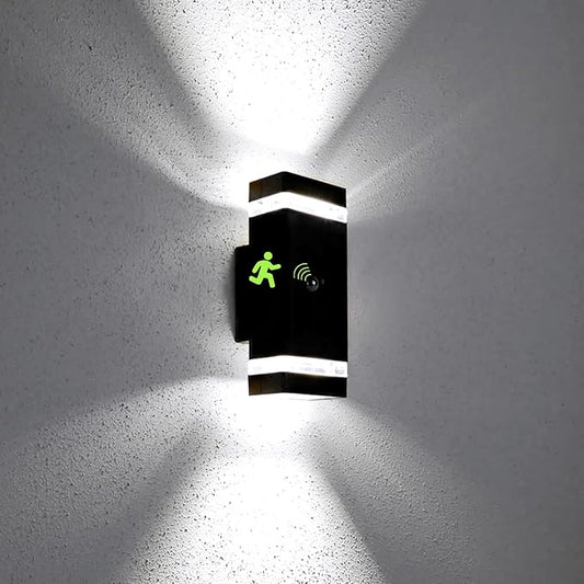 Motion Sensor Outdoor Wall Lights, Dusk to Dawn Exterior Light Fixtures with 3 Modes, Modern Up Down Wall Sconce, Waterproof Aluminum Porch Light for Garage, Patio, Front Door – Matte Black-VerdiqueGarden