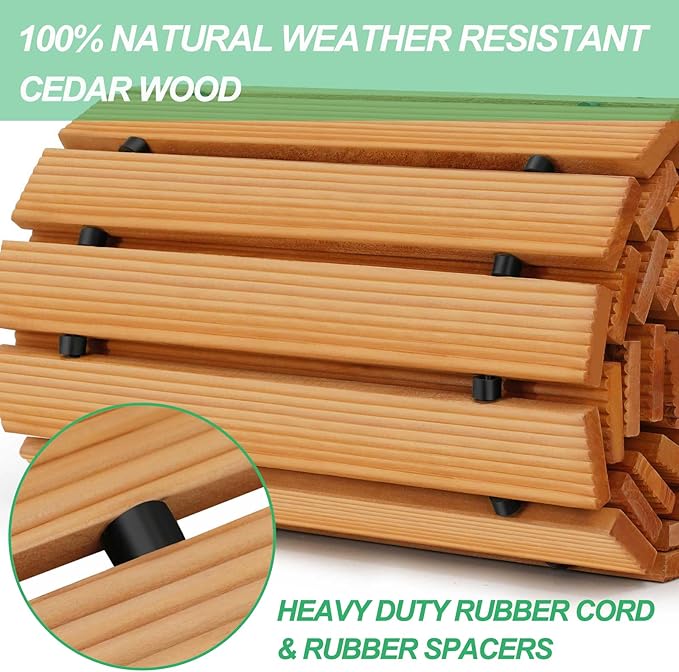 RELIANCER 12' Wooden Garden Pathway,Outdoor Roll Out Cedar Straight Walkway,Patio Path Decorative Garden Boardwalk Walkways,Weather-Resistant Roll Up Beach Wood Road Floor,Wedding Party Pathways-VerdiqueGarden