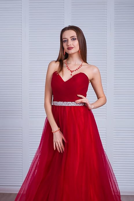 Wedding Jewelry Sets for Bride Bridesmaid Bridal Jewelry Set for Women Wedding Crystal Necklace Earrings Bracelet Set for Party Prom Jewelry