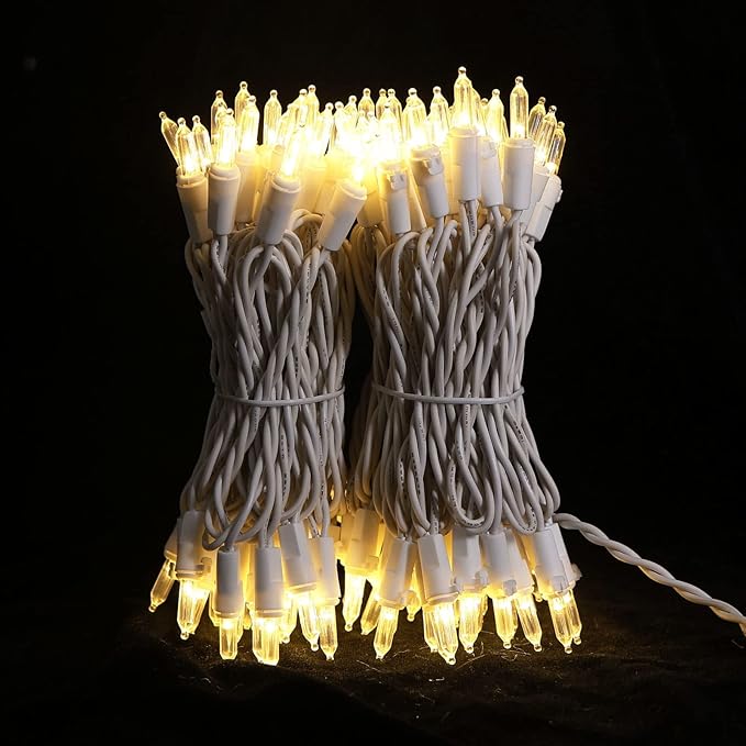 MULTI-SPARKING White LED Christmas Lights - 100 Count Warm White Christmas String Lights for Tree, Party, Wedding, Holiday, Indoor and Outdoor Decor, 33 Feet White Wire, UL Certified, Connectable-VerdiqueGarden