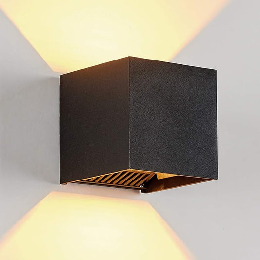 LANFU LED Aluminum Cube Square Wall Sconce Waterproof Outdoor Light Exterior Wall Lights fixtuers 20W 100-277V 2800K-3000K Not dimmable Warm Light 2LEDS Black-20W Outdoor Larger Version-VerdiqueGarden
