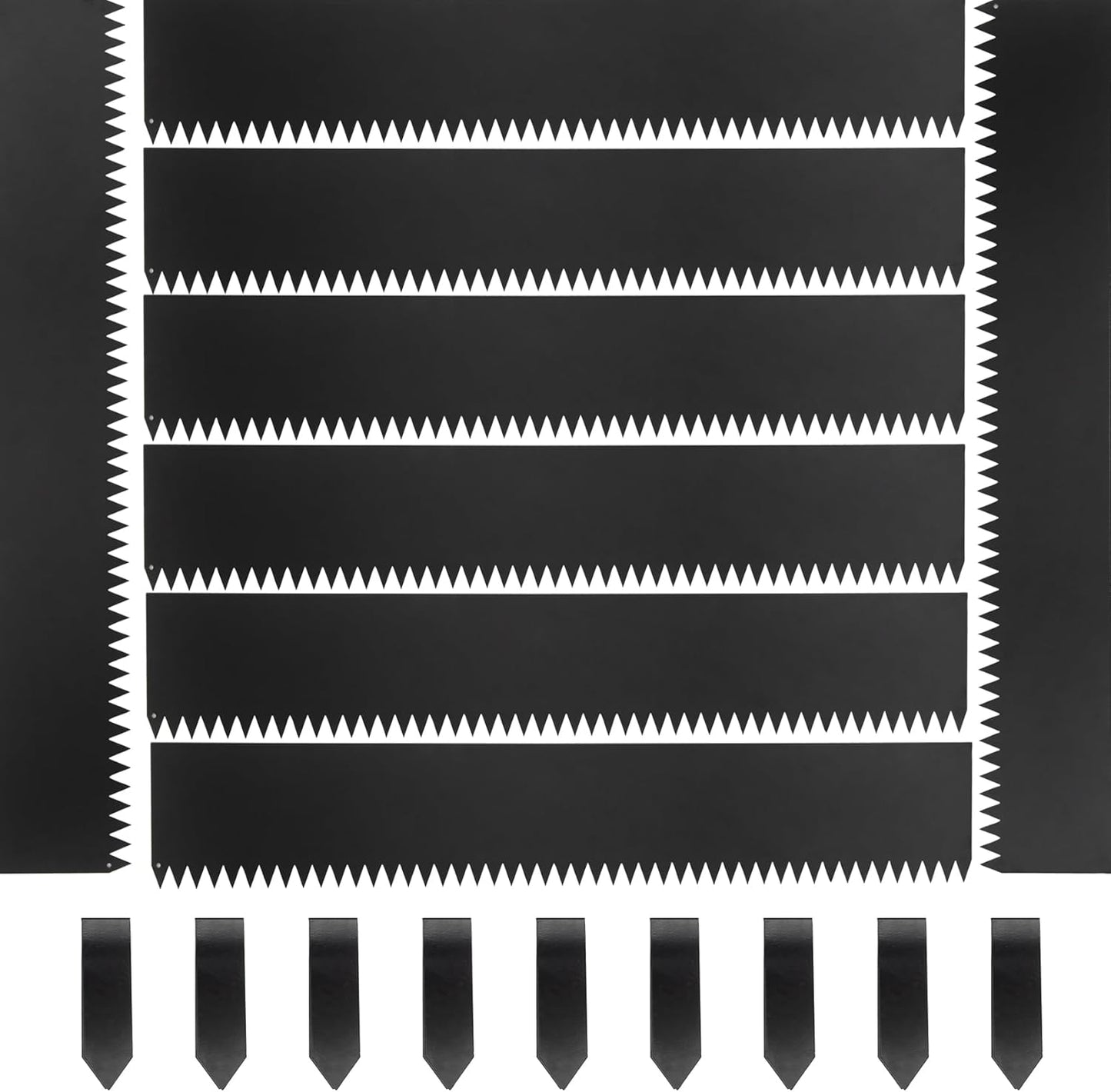 Steel Landscape Edging 40" Lx6 H, 8pcs Metal Landscape Edging with 9 Stakes, 27Ft Easy-to-Install Garden Edging for Flexible Bend, No-Dig Lawn Edging Border for Yard Pathway Forestry, Black-VerdiqueGarden