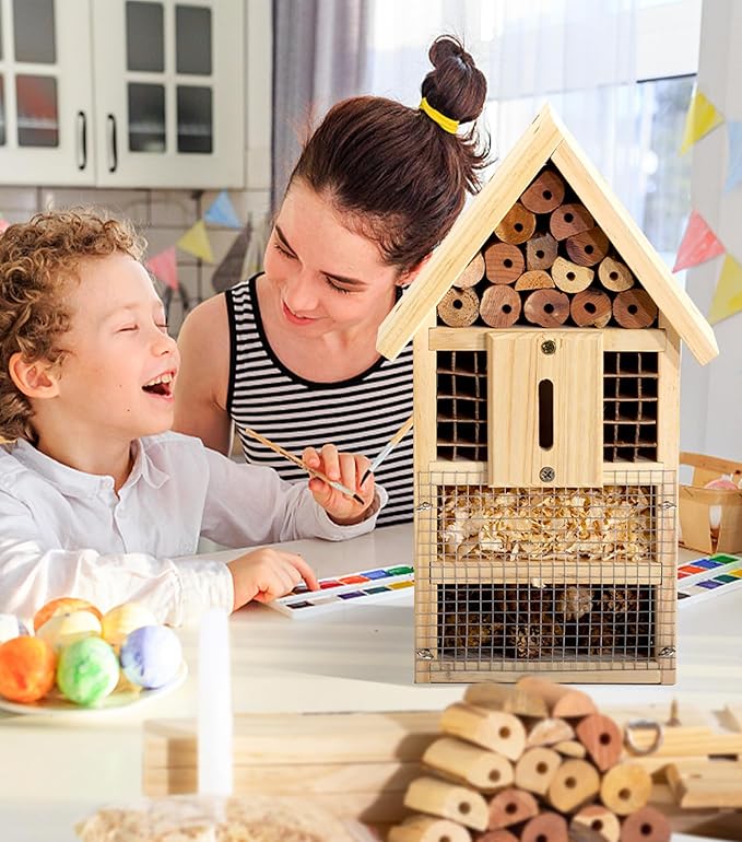 2 PK Large Cedar Wood Insect House Kit for DIY Project Backyard Insect House, Bee House, Nesting Habitat Shelters, Garden Shelter for Bees, Butterflies, Bugs-VerdiqueGarden