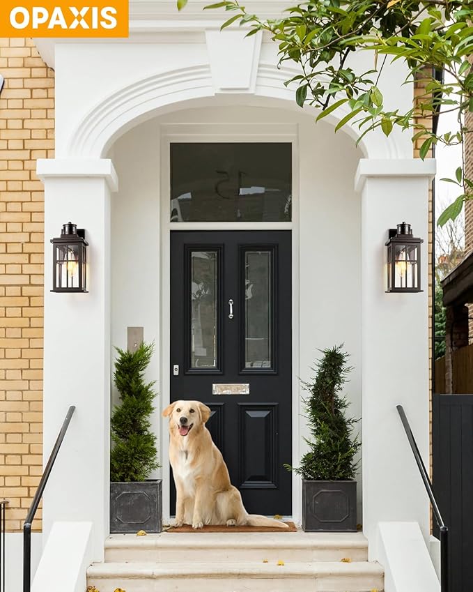 Motion Sensor Exterior Light Fixture, Bronze Dusk to Dawn Outdoor Wall Lights, Waterproof Exterior Lights for House, Porch, Doorway, Garage, 100% Aluminum-VerdiqueGarden