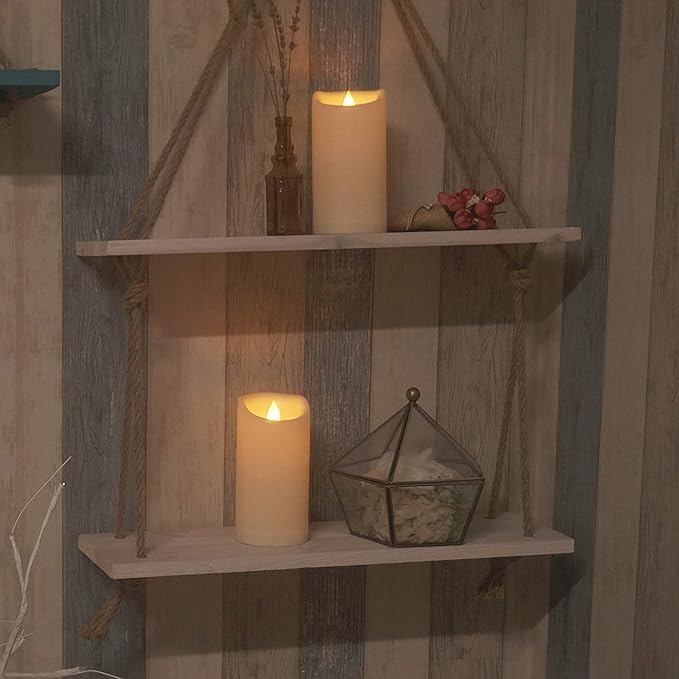 Waterproof Outdoor Battery Operated Flameless Pillar Candles with Timer White Plastic Realistic Flickering Fake Electric LED Lights for Lantern Garden Wedding Christmas Decorations 3”x6” 2 PCS-VerdiqueGarden