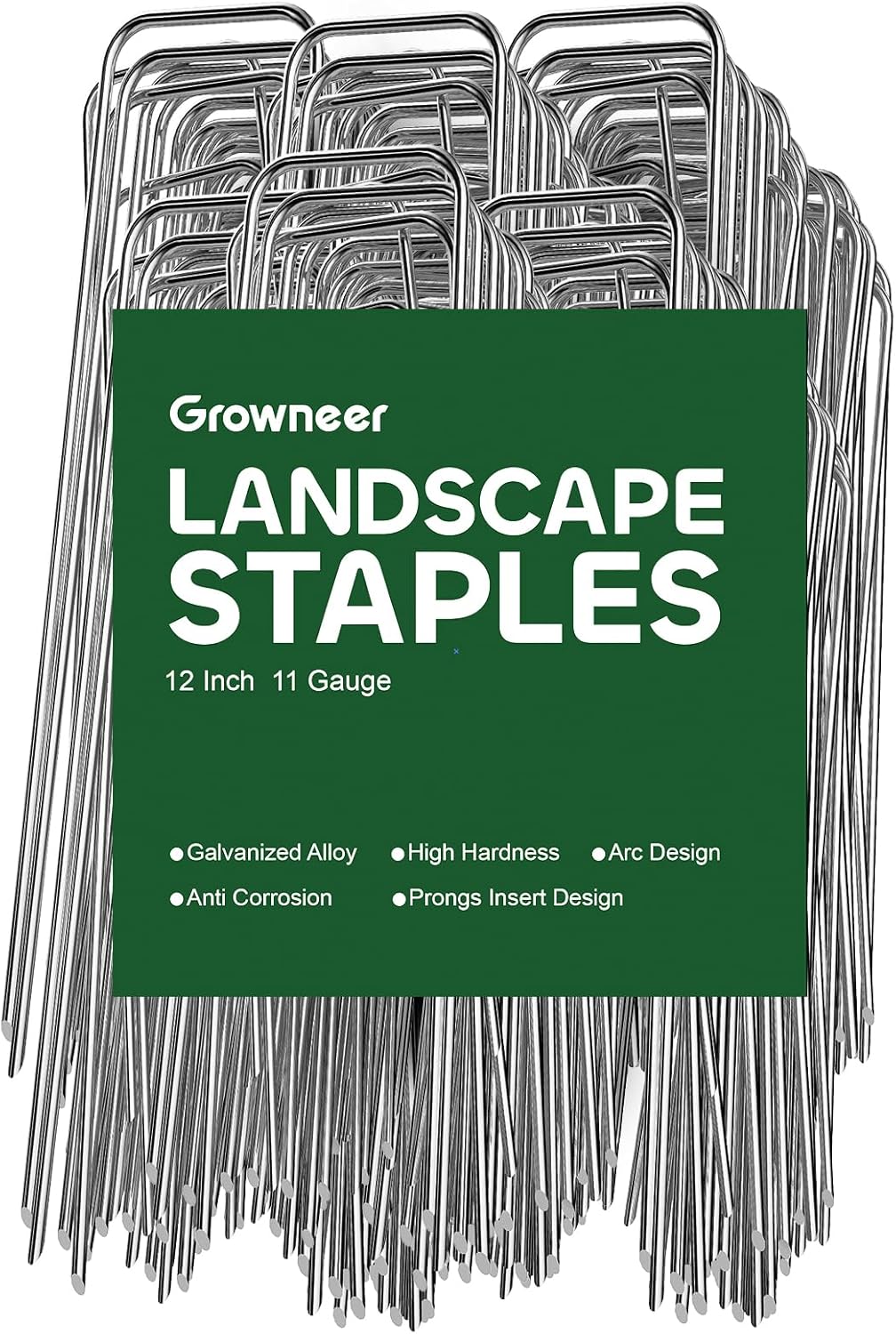GROWNEER 50 Packs 12 Inches Landscape Staples Heavy Duty 11 Gauge Galvanized Steel Garden Stakes Securing Pegs for Securing Weed Fabric Landscape Fabric Netting Ground Sheets and Fleece-VerdiqueGarden