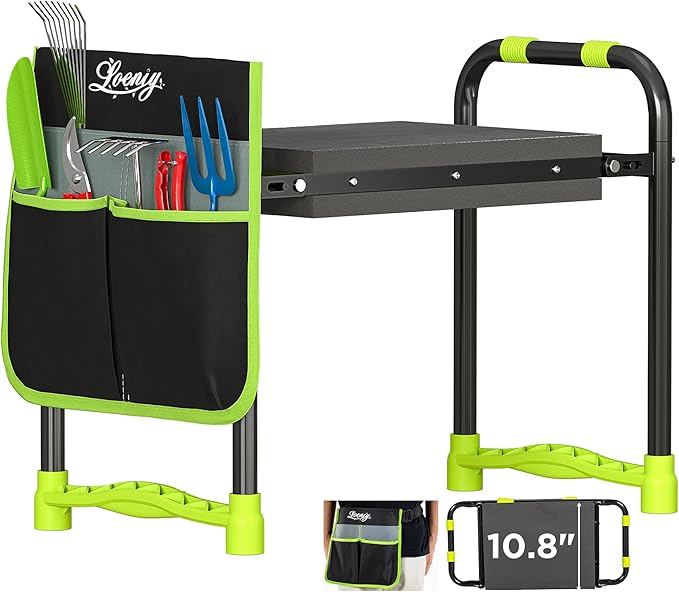 10.8” Wide Garden Kneeler and Seat, Heavy Duty Foldable Gardening Stool with Tool Belt Pouch, Portable Gardening Bench Chair for Seniors & Parents, Non-Slip & Easy Grip Design-VerdiqueGarden