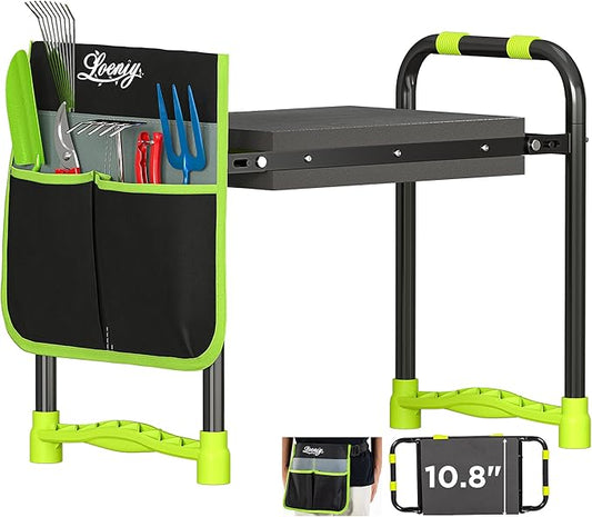 10.8” Wide Garden Kneeler and Seat, Heavy Duty Foldable Gardening Stool with Tool Belt Pouch, Portable Gardening Bench Chair for Seniors & Parents, Non-Slip & Easy Grip Design-VerdiqueGarden