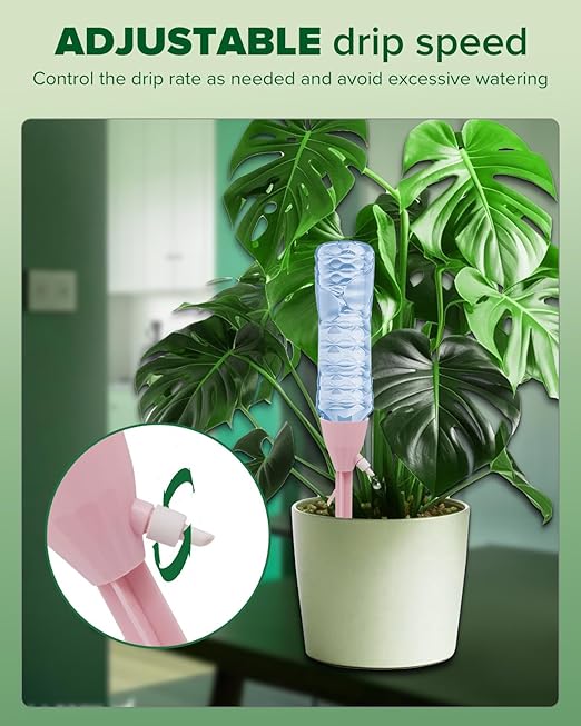 12 Packs Self Watering Planter Drip, Automatic Drip Irrigation Stakes with Adjustable Valve, Adjustable Water Flow System, Self Watering Planter Insert Devices for Indoor and Outdoor Plants-VerdiqueGarden