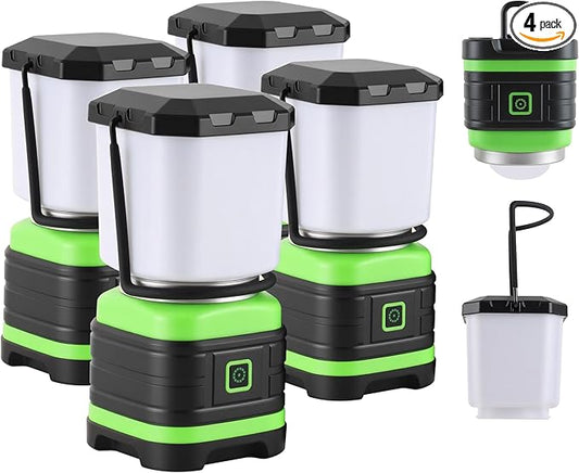 Lichamp LED Camping Lantern, Battery Powered LED Lights Camping Essentials, Portable Lanterns Flishlights for Emergency, Hurricanes, Outdoor Hiking, Power Outages, Survival Gear and Home Use, 4 Pack-VerdiqueGarden