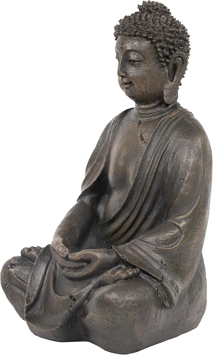 Alpine Corporation 15" Tall Indoor/Outdoor Meditating Buddha Statuary Décor-VerdiqueGarden