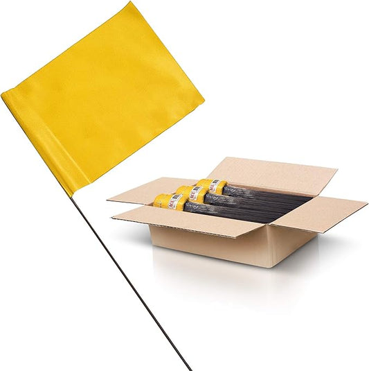 Yellow Marking Flags 1000 Pack - 4x5x15 Inch Yellow Flags for Yard - Markers For Lawn, Irrigation, Landscaping, Survey & Sprinkler Head Marking-VerdiqueGarden
