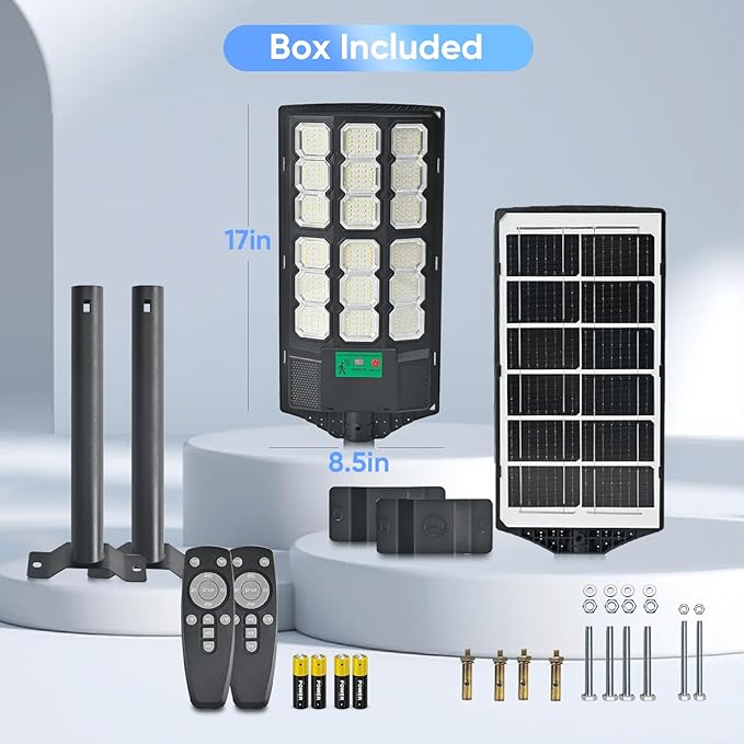 2025 New Solar Street Lights Outdoor Waterproof 6500K 20000LM 5730 LEDs Solar Parking Lot Lights Dusk to Dawn Flood Light Motion Sensor and Remote Control for Area Lighting Yard, 2 Pack-VerdiqueGarden