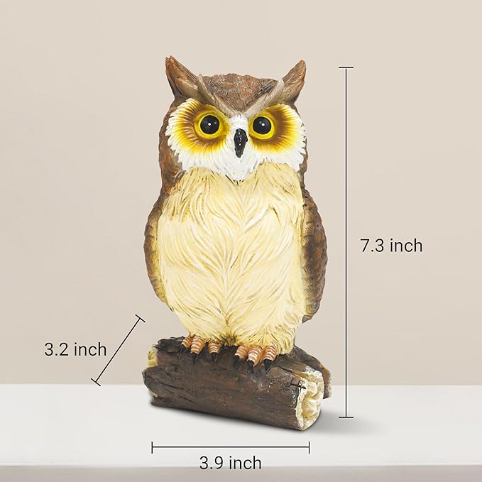 Outdoor Resin Owl Garden Statues, Figurine Sculpture-Owl Perched on Branch, Owl Decoration for Porch, Patio, Lawn, Yard, Whimsical Owl Table Bookshelf Ornament Accessories, Garden-VerdiqueGarden
