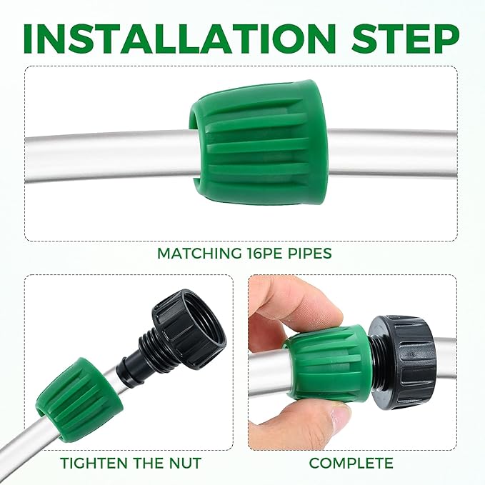 12 Pcs 1/2 Inch Drip Irrigation Tubing Faucet Garden Hose Adapter, 3/4" to 1/2" Drip Irrigation Tubing Hose Adapter, 3/4 Inch Faucet Connector Garden Hose Adapter Black and Green-VerdiqueGarden