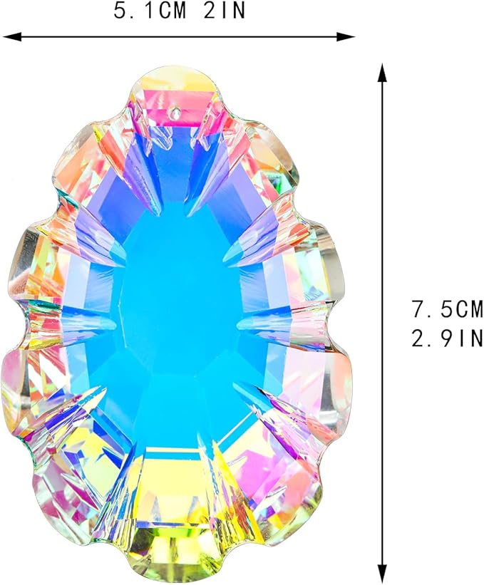 HDCRYSTALGIFTS Set 2 Crystal Sun Catchers for Window Protect Bird Strike, AB Colored 76mm Hanging Ornaments for Windows Rainbow Prism Suncatchers Garden Home Decor-VerdiqueGarden