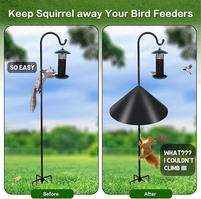 Gtongoko 19 Inch Squirrel Baffle for Bird Feeder Pole Squirrel Guards for Shepherds Hook Stopper for Bird Feeders Black 2 Pack-VerdiqueGarden