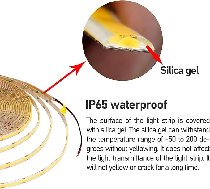 10M/32.8ft 24V COB LED Strip Light Waterproof IP65 Natural White 4000K Uniform Glow 3840LEDs CRI 93+ Flexible LED Tape Lights for DIY Cabinet Bedroom Kitchen Home Decor(No Power Supply)-VerdiqueGarden