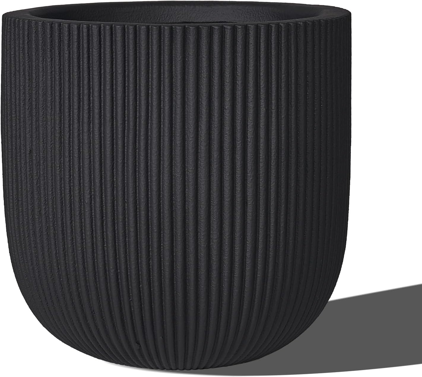 16 Inch Handmade Concrete Outdoor Planter - Classic Striped Design | Fiberglass & Composite Material | Durable for Commercial & Home Decor-VerdiqueGarden