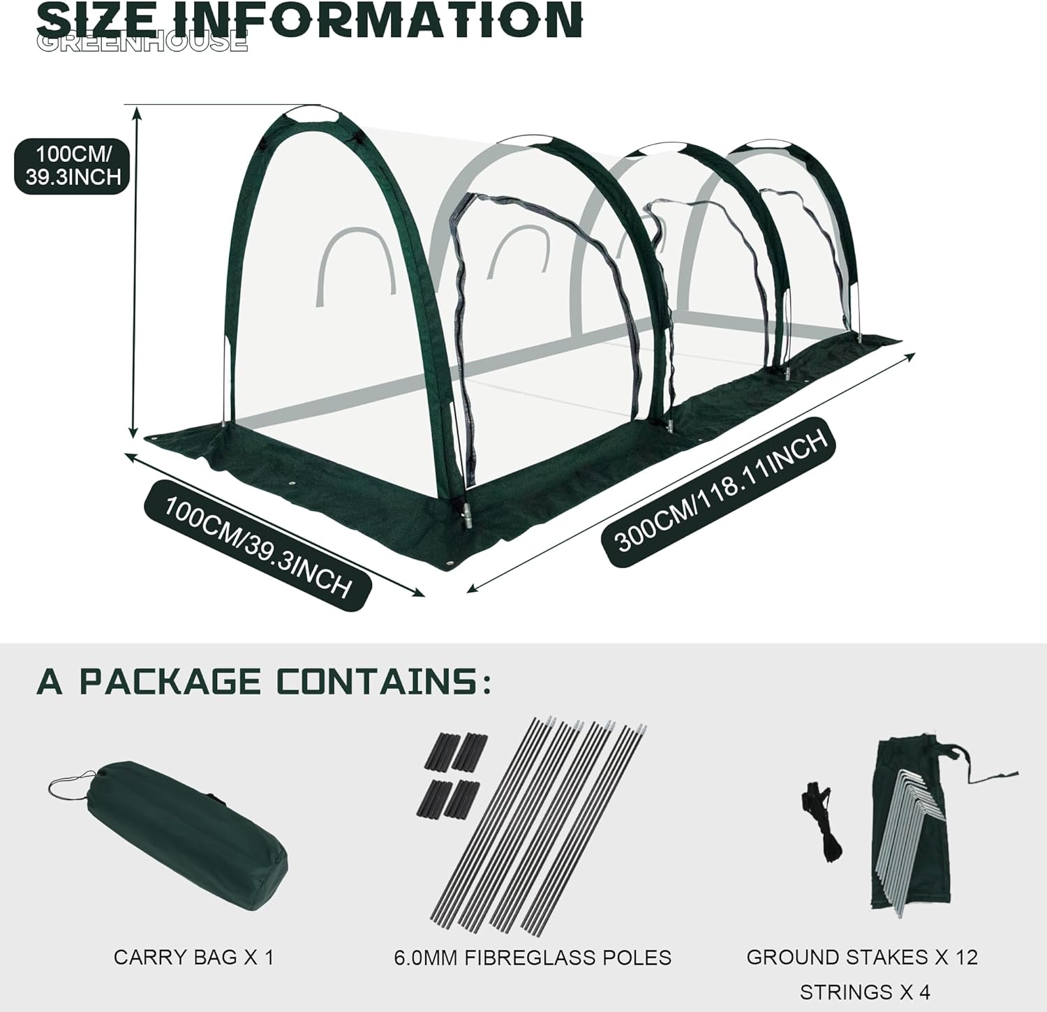Portable Tunnel Greenhouse for Outdoors - Transparent Mini Greenhouses Ideal for Backyards and Outdoor Vegetable Cultivation (3M)-VerdiqueGarden