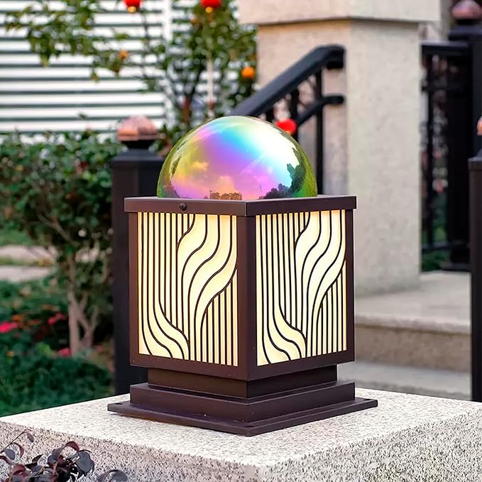 Nerien Gazing Ball, Stainless Steel Garden Mirror Globe, Polished Ornament Sphere, Hollow Floating Reflective Hemisphere, for Home Outdoor Pond Housewarming Swimming Pool Decoration, Gold, 6Pcs Mix-VerdiqueGarden