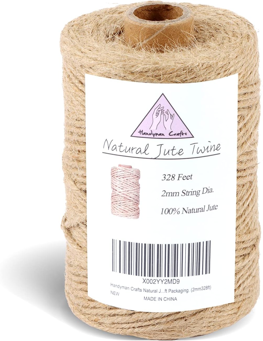 Natural Jute Twine Rope (1.5mm/2mm/3mm/6mm) Durable String for Handmde Crafts,Gardening Applications,Home Gardening,Cat Scratching Post,Gift Packaging... (2mm*328ft)-VerdiqueGarden