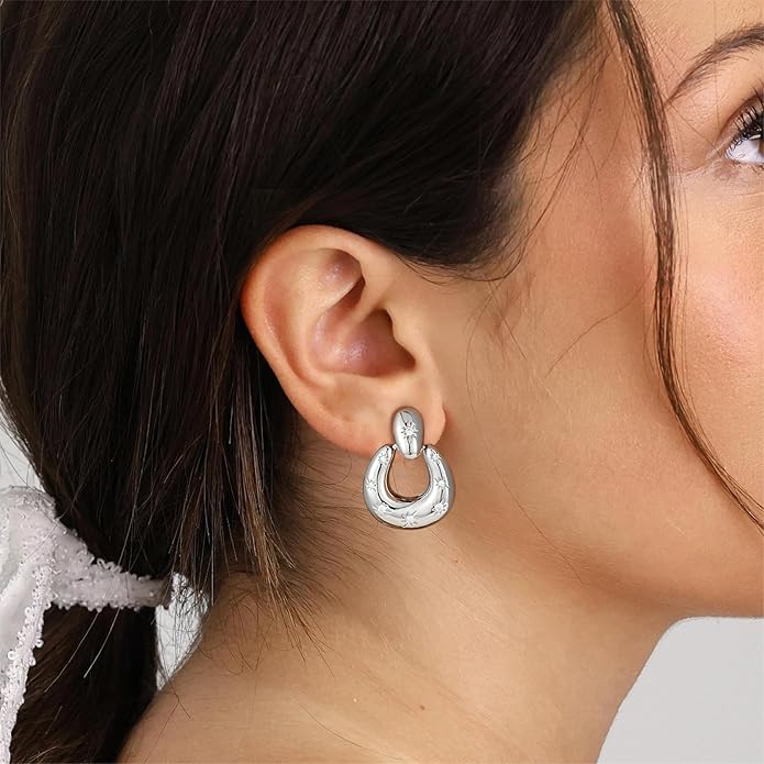 Clip on Earrings for Women Hypoallergenic Statement Retro Clip Earrings 14K Gold/Silver Plated Hoop Dangle Earrings 5A Cubic Zirconia Round Multiple Styles for Women Fashion Trendy Jewelry Gifts