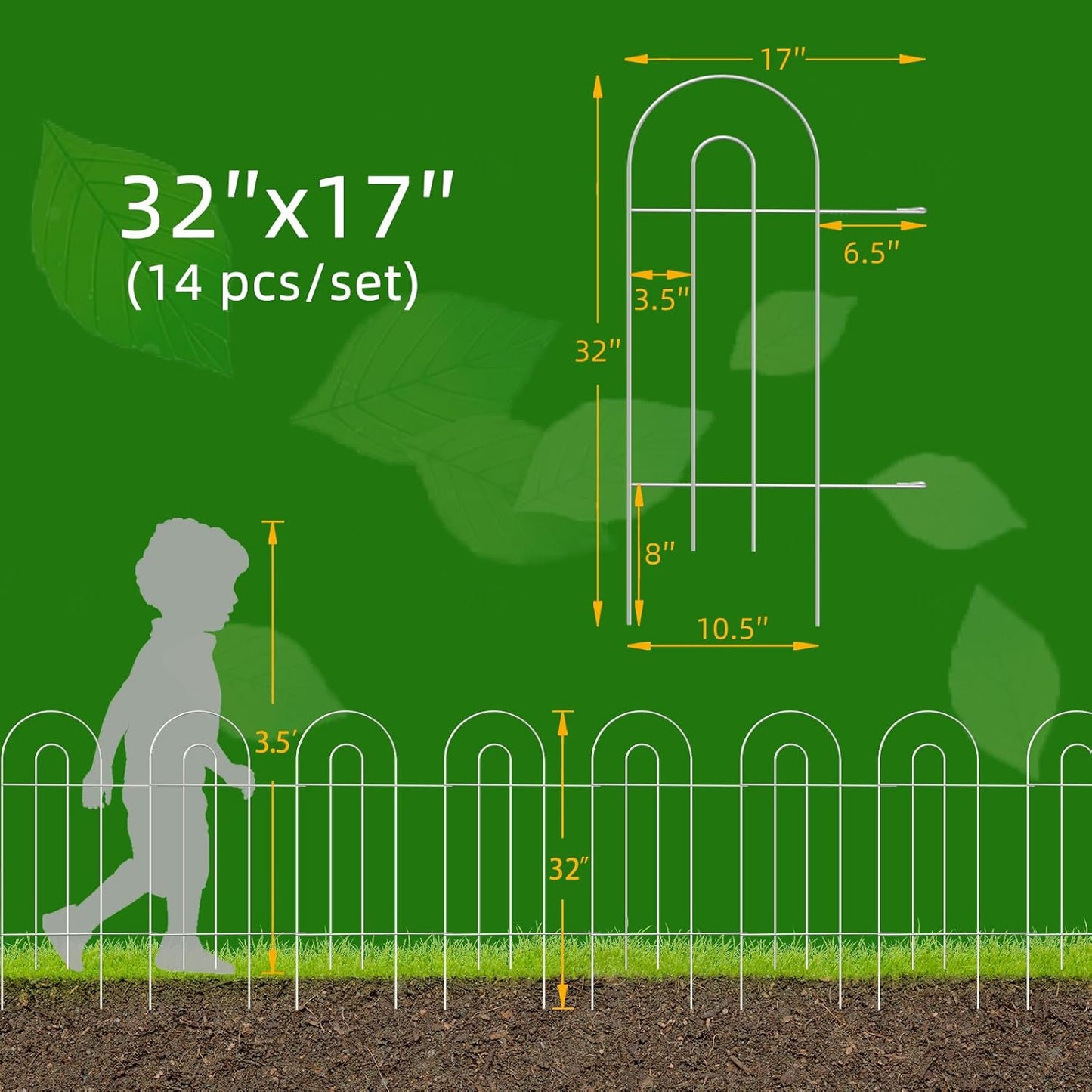 Decorative White Garden Border Fence 32inX20ft Rustproof Landscape Metal Edging Patio Decor Yard Fencing Patio Flower Bed Garden Fencing for Outdoor-VerdiqueGarden