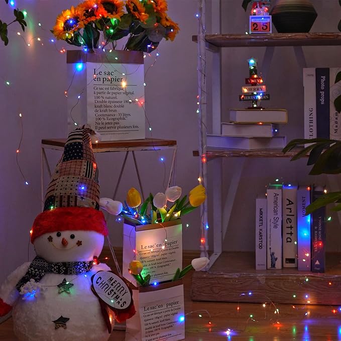 Homemory 4 Pack 20 Ft 60 LED Multicolor Fairy Lights Battery Operated Christmas Lights with Remote, Waterproof 8 Modes Firefly Twinkle String Lights for Party Bedroom Wedding Decorations-VerdiqueGarden