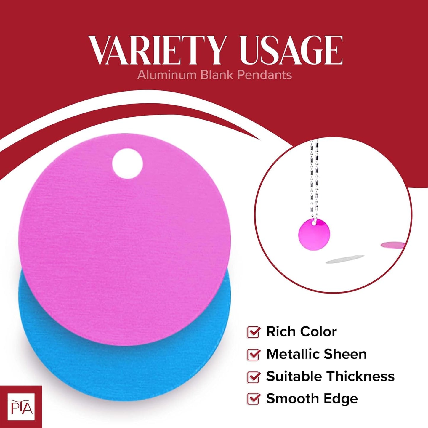 [Press TX Art] Multicolor Blank Discs Aluminum Tag Anodized Aluminum Stamping Blanks for DIY Decorative Craft Pet Dog ID Tags Blank with Ring (Round)-VerdiqueGarden