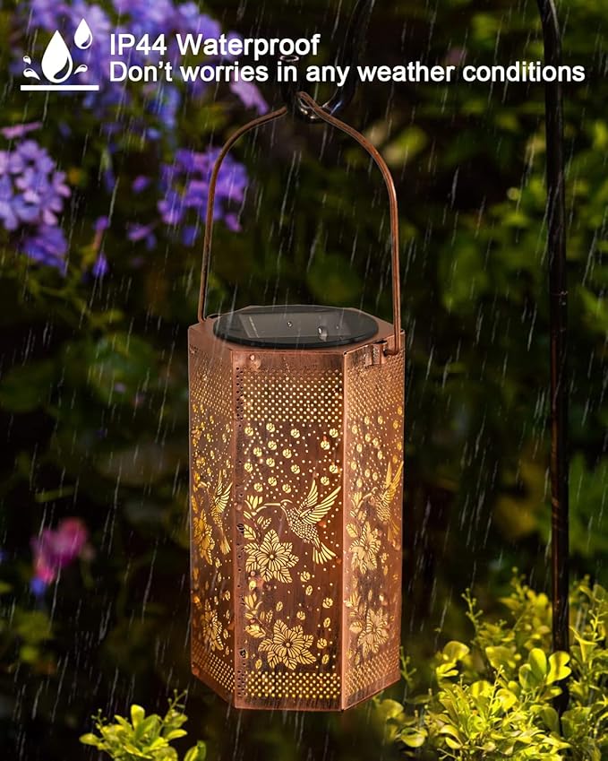 Hummingbird Solar Lantern Outdoor Waterproof - Birthday Gifts for Women Mom Grandma Men, Mothers Day Gifts, Solar Lights Outdoor Hanging Garden Decor for Outside, Patio, Yard, Lawn-VerdiqueGarden