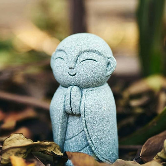 OwMell Japanese Jizo Monk Statue Praying, Buddha Jizo Statue Figurine Memorial Statue Aquarium Decoration for Garden Outdoor Ornament 2.6" - Namaste-VerdiqueGarden