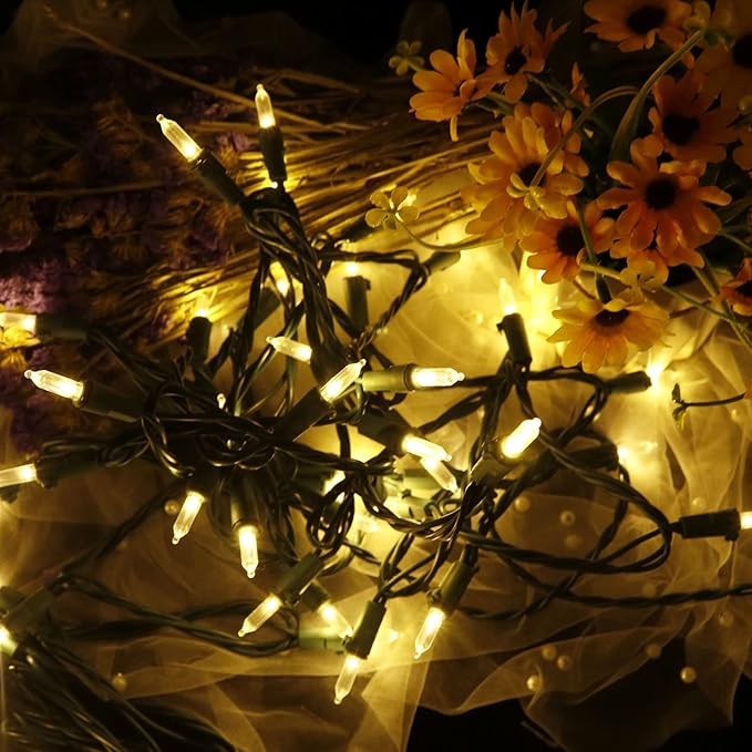 MULTI-SPARKING White Christmas LED Lights - 2 Pack 100 Count Warm White Holiday String Lights for Tree, Party, Wedding, Indoor and Outdoor Use, 2 Sets 33 Feet Green Wire, UL Certified, Connectable-VerdiqueGarden