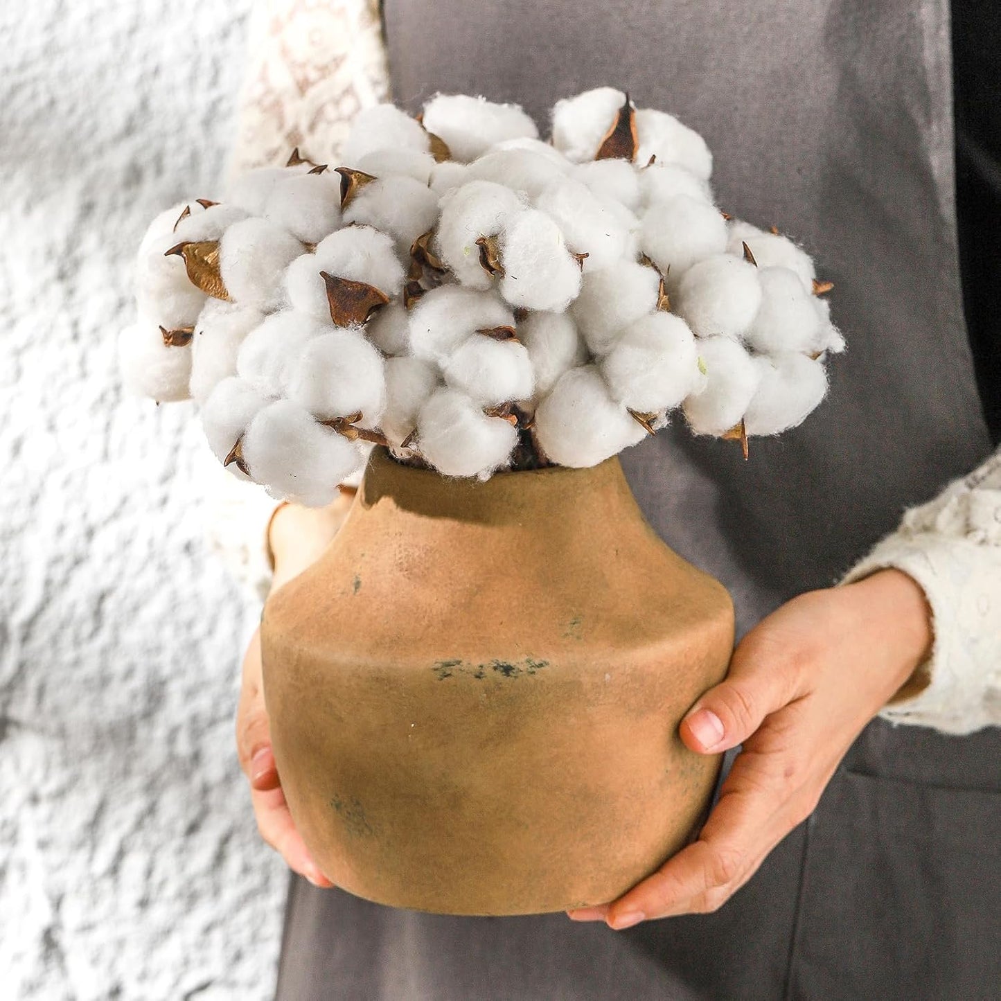 Mitt&Ditt Ceramic Flower Vase, 5.3 inch Pottery Farmhouse Rustic Vase, Handcrafted Weathered Vases, Small Flower Terracotta Vases for Home Decor, Living Room, Table, Shelf, Mantel-VerdiqueGarden