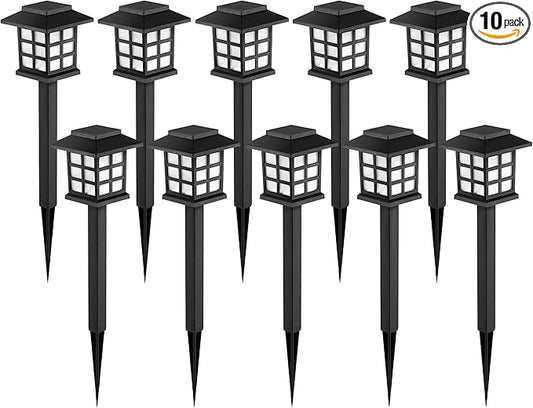 GIGALUMI Solar Outdoor Lights，10 Pack LED Solar Lights Outdoor Waterproof, Solar Walkway Lights Maintain 10 Hours of Lighting for Your Garden, Landscape, Path, Yard, Patio, Driveway-VerdiqueGarden