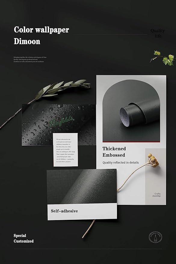 Dimoon 394''x17.7'' Dark Green Peel and Stick Wallpaper Contact Paper Modern Self Adhesive Wall Paper Removable Renter Friendly Textured Solid Color Shelf Vinyl Roll (394''x17.7'',Black Jadeite)-VerdiqueGarden