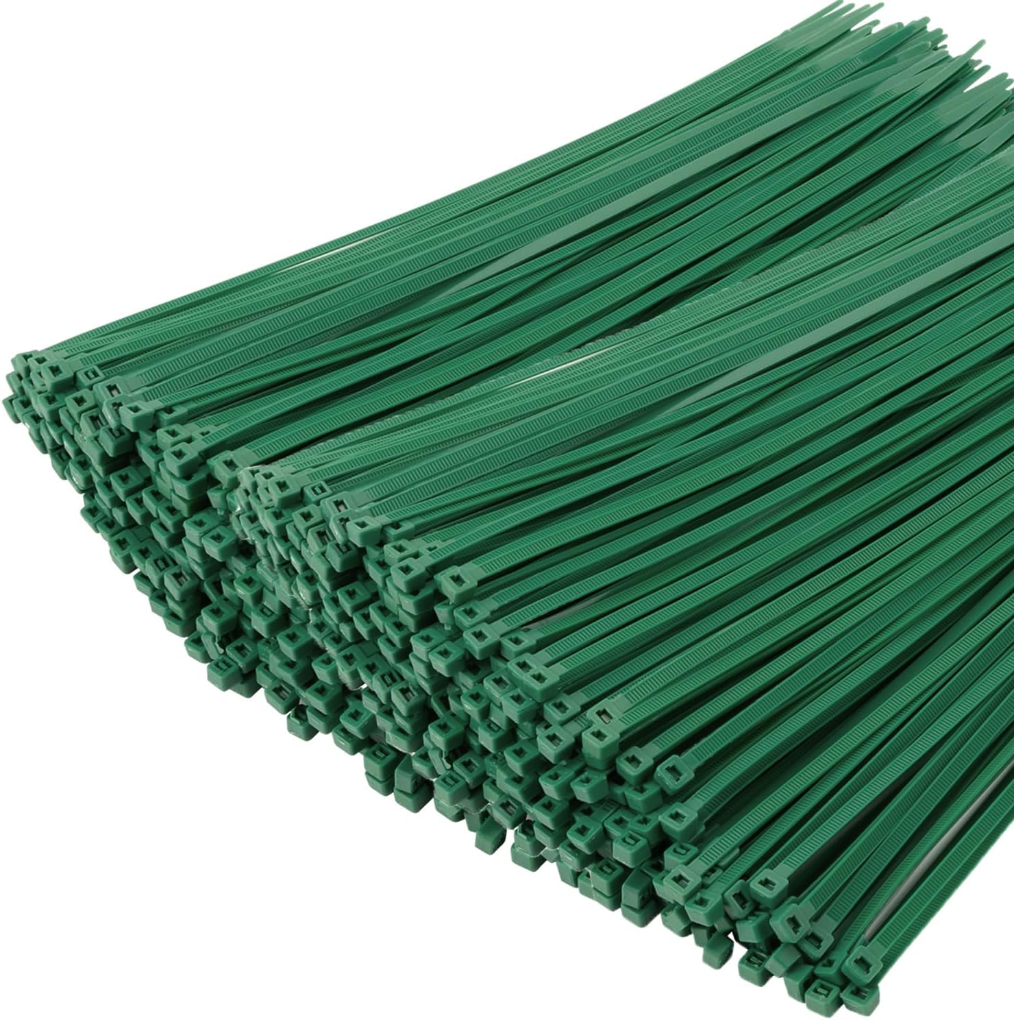 XINGO 1000 PCS Green Zip Ties 8 Inch, 60 LBS Tensile Strength, Self-Locking Nylon Plastic Nylon PA66 Wire Ties for Indoor and Outdoor Use-VerdiqueGarden